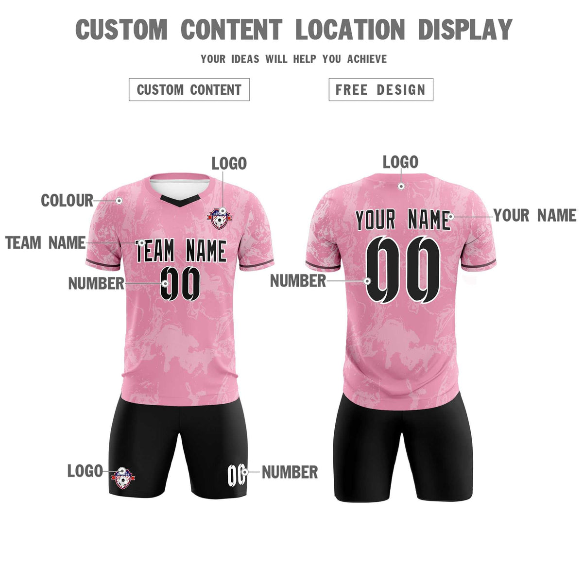 Custom Light Pink Classic Graffiti Pattern Sportswear Soccer Tops/Sets Jersey