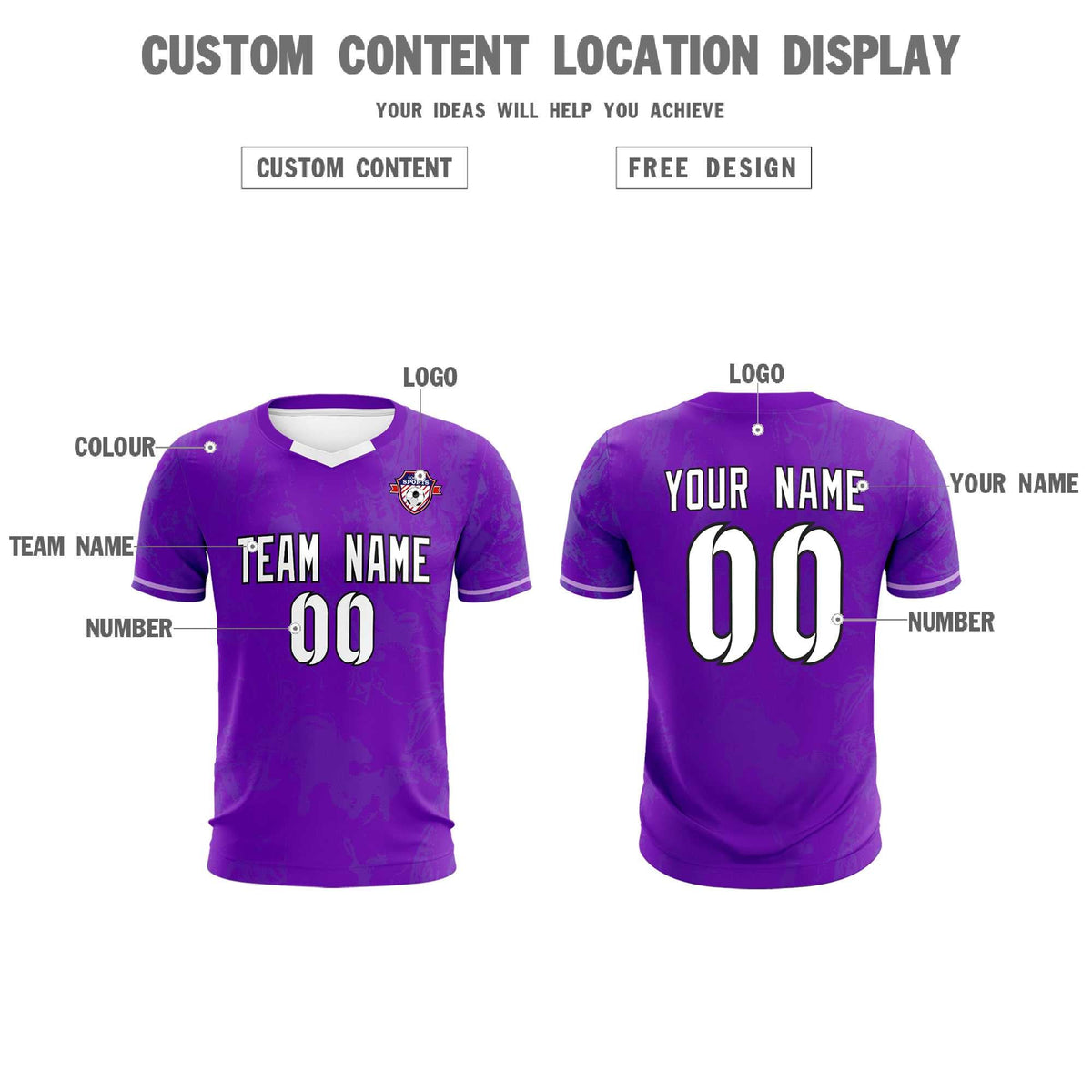 Custom Purple Classic Graffiti Pattern Sportswear Soccer Tops/Sets Jersey