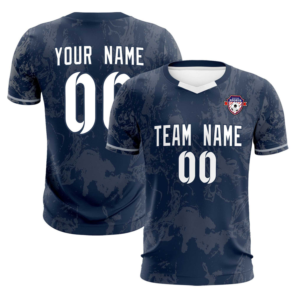 Custom Navy Classic Graffiti Pattern Sportswear Soccer Tops/Sets Jersey