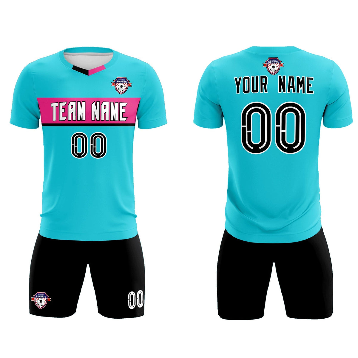 Custom Sky Blue Classic Sports Sets Soccer Shirt Jersey