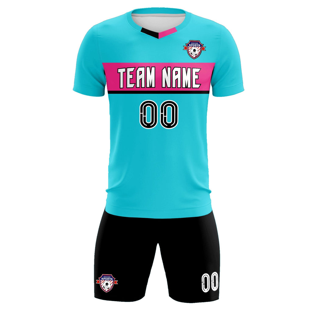 Custom Sky Blue Classic Sports Sets Soccer Shirt Jersey