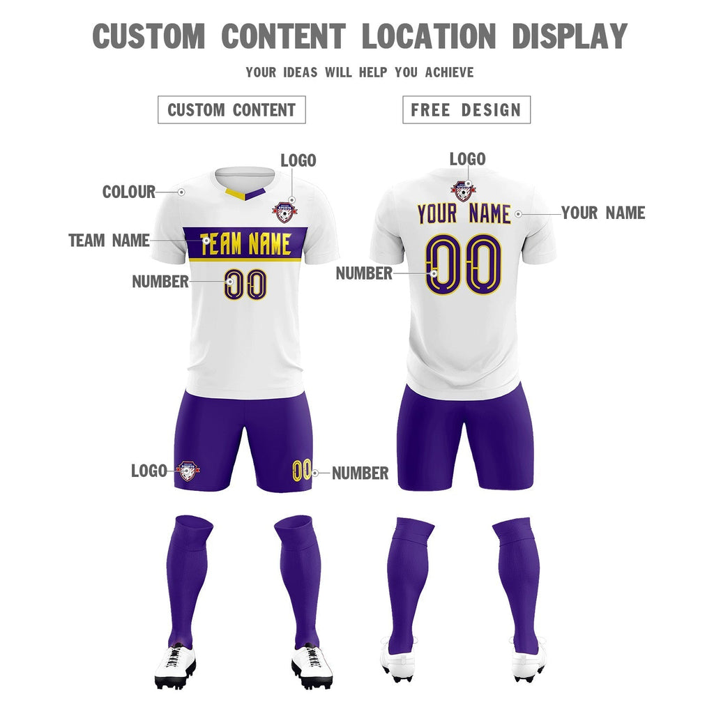 Custom White Classic Sports Sets Soccer Shirt Jersey