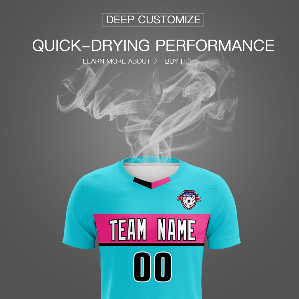 Custom Sky Blue Classic Sports Sets Soccer Shirt Jersey
