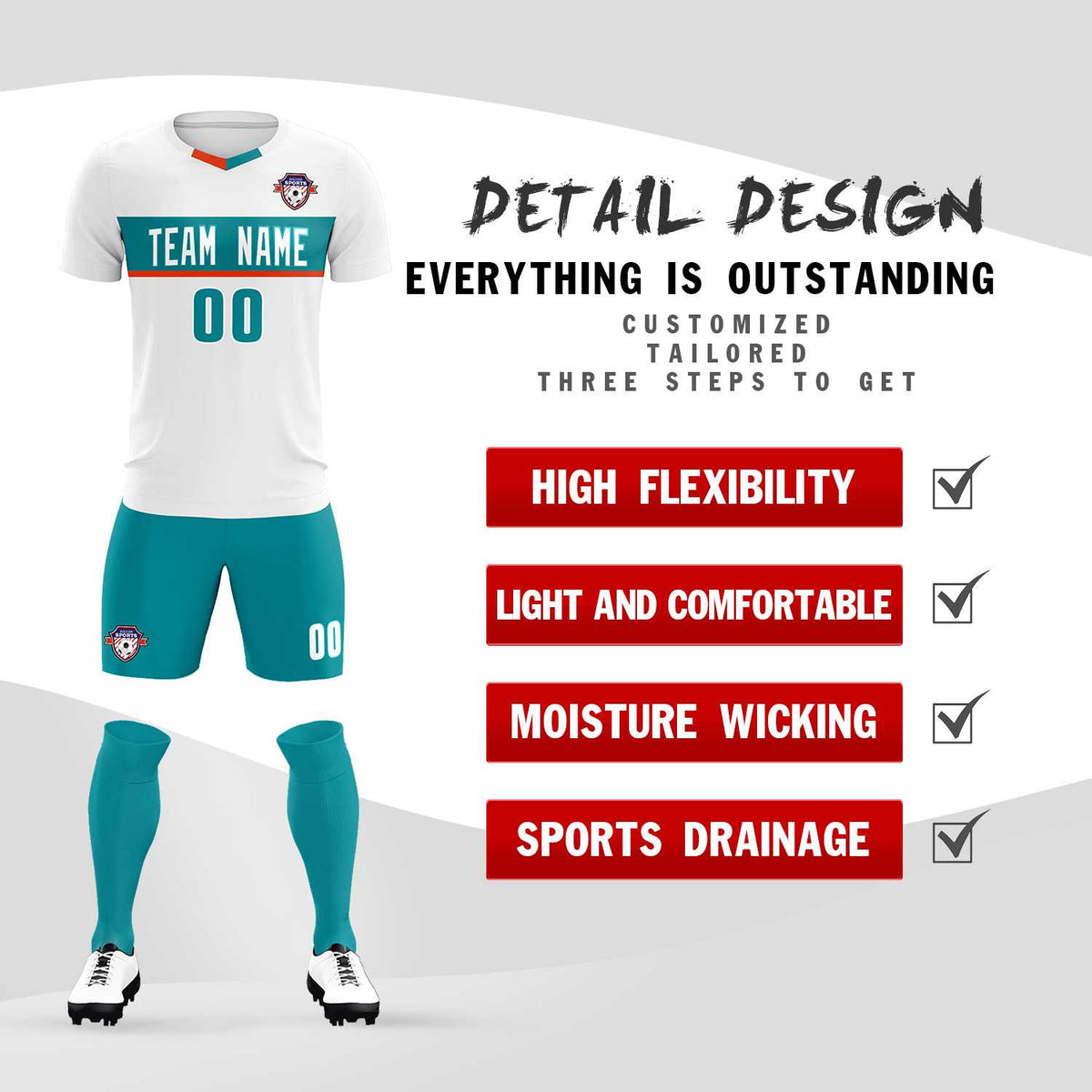 Custom White Classic Sports Sets Soccer Shirt Jersey