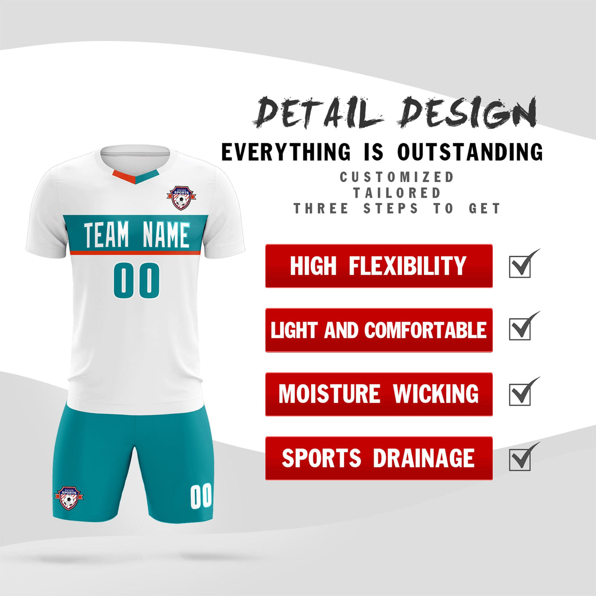 Custom White Classic Sports Sets Soccer Shirt Jersey