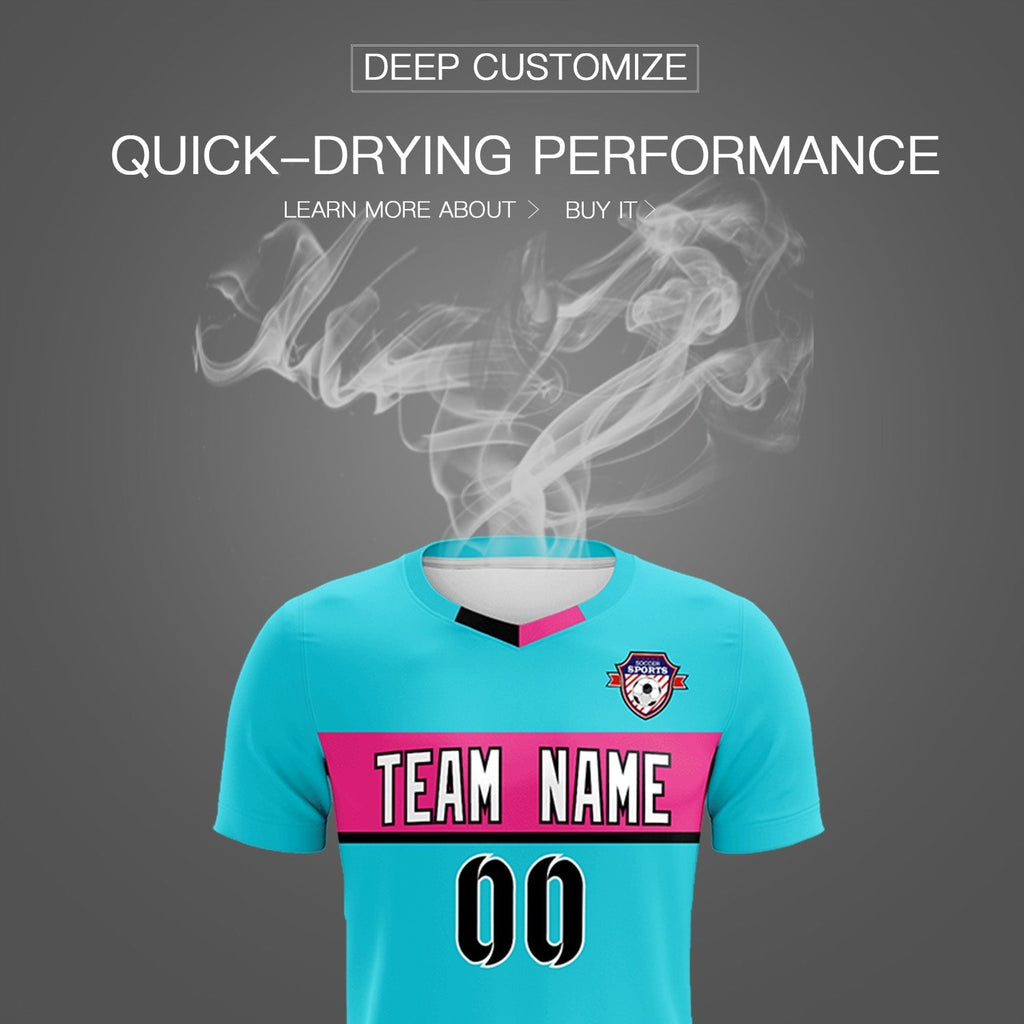 Custom Sky Blue Classic Sports Sets Soccer Shirt Jersey