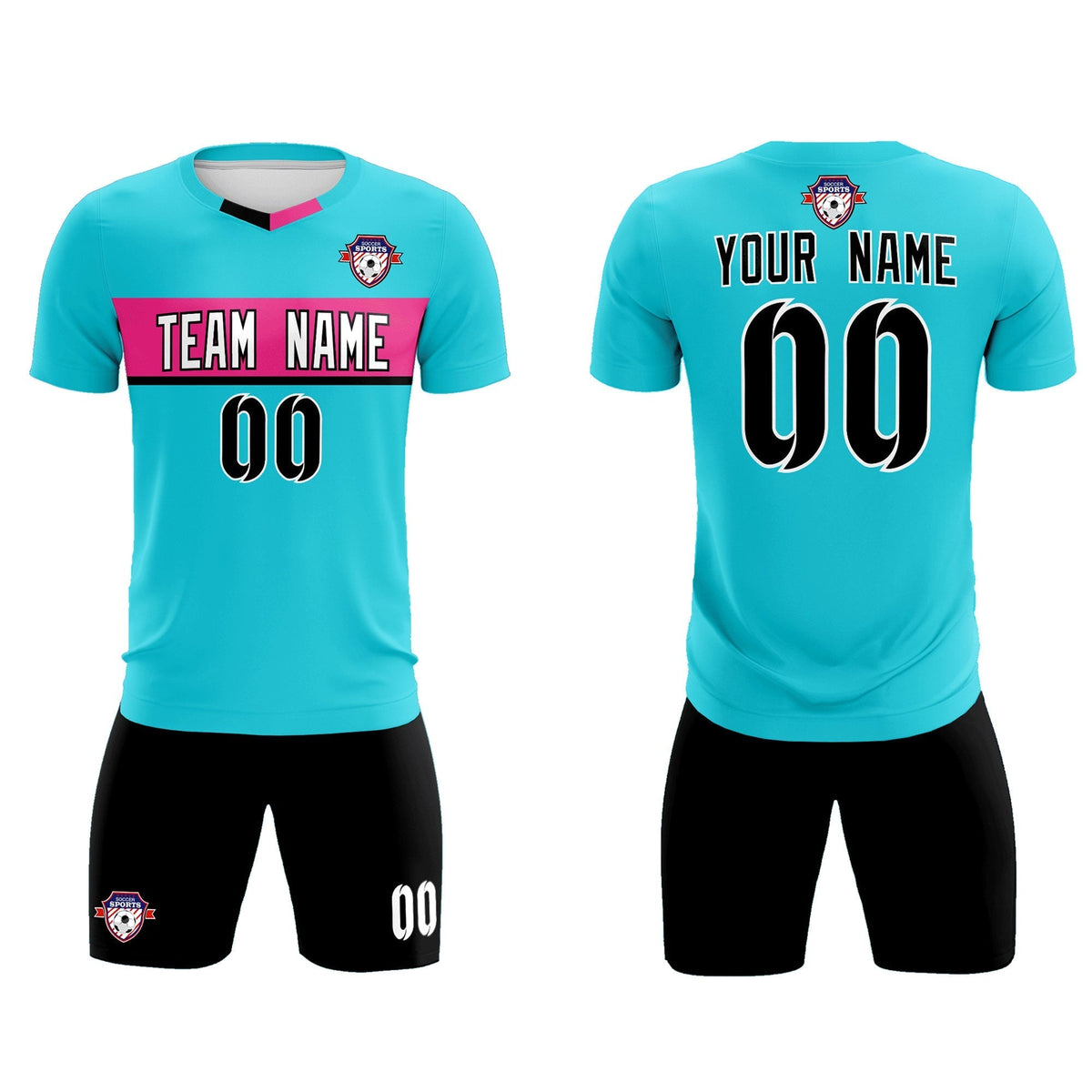 Custom Sky Blue Classic Sports Sets Soccer Shirt Jersey