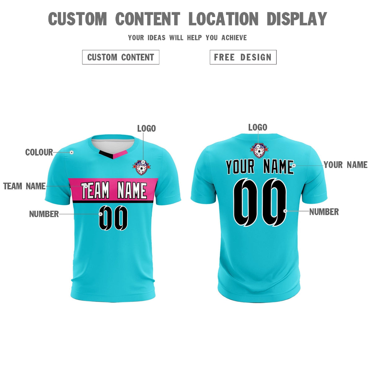 Custom Sky Blue Classic Sports Sets Soccer Shirt Jersey