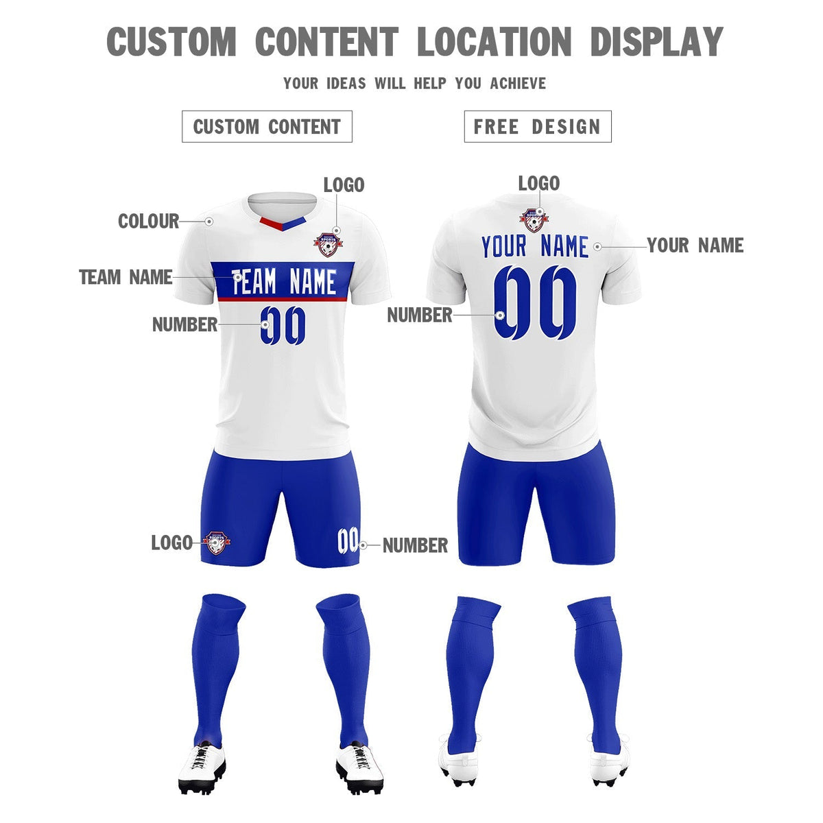 Custom White Classic Sports Sets Soccer Shirt Jersey