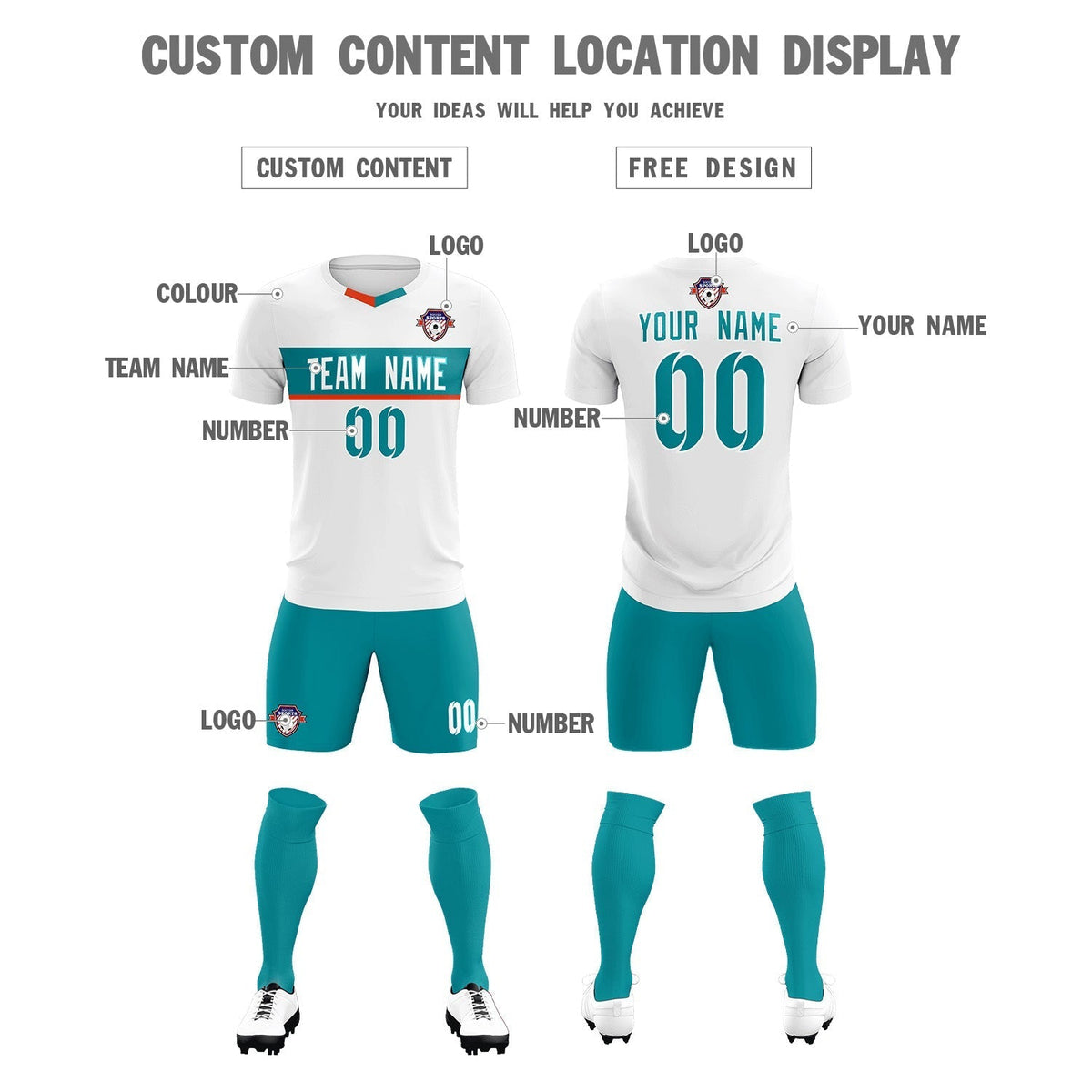 Custom White Classic Sports Sets Soccer Shirt Jersey