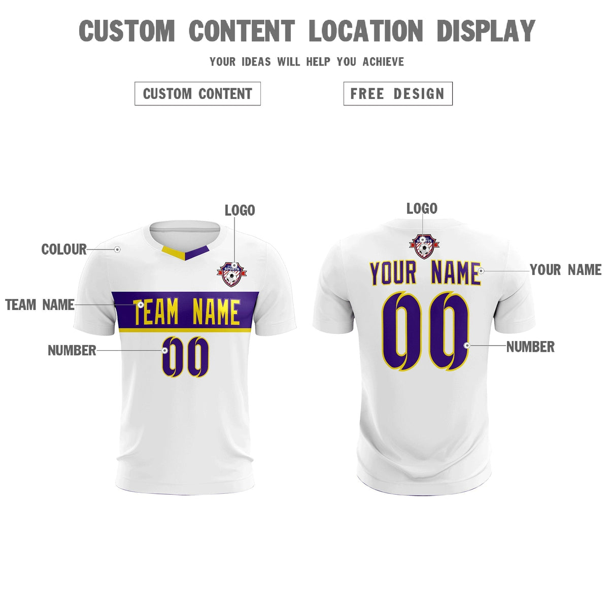 Custom White Classic Sports Sets Soccer Shirt Jersey