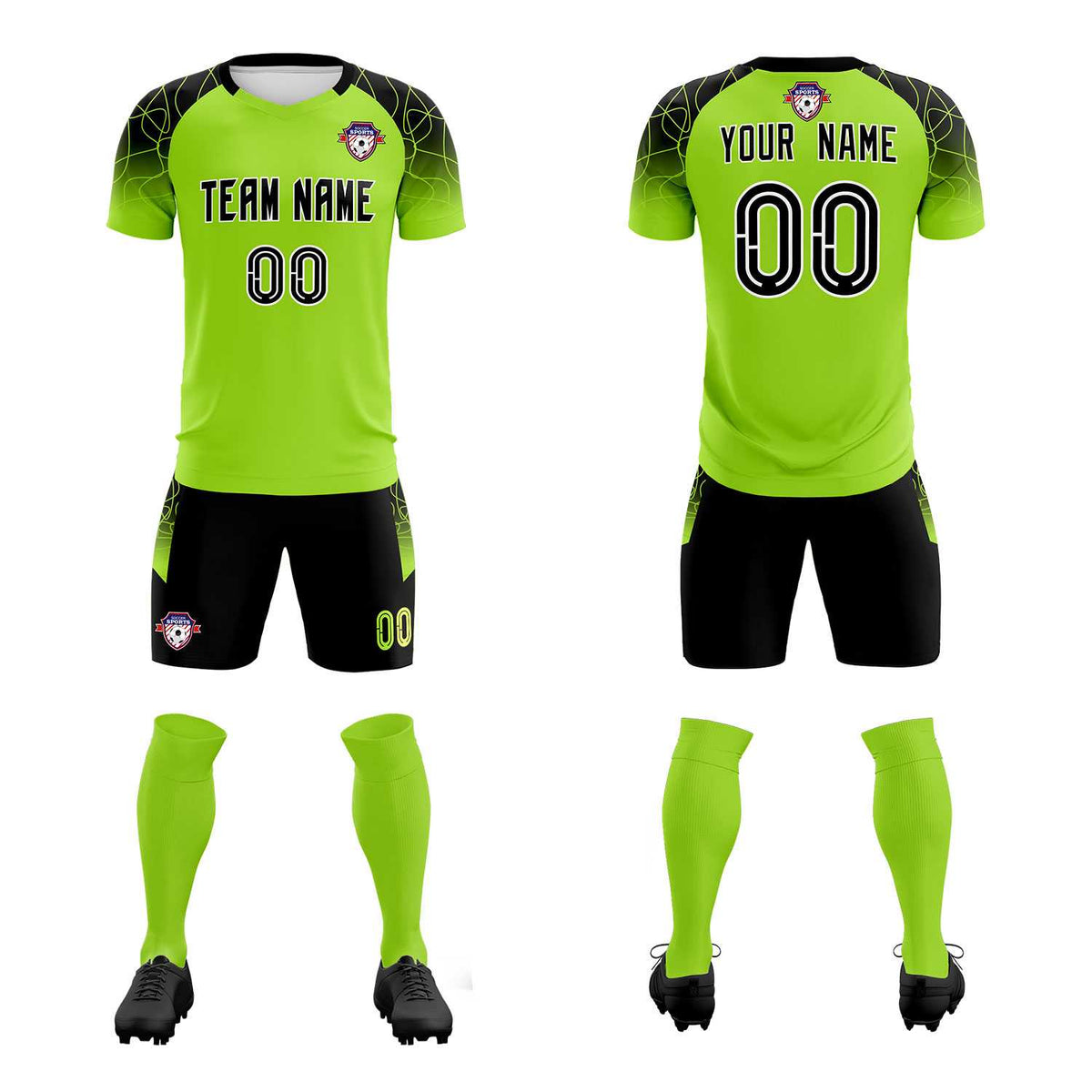 Custom Neon Green Classic Soccer Training Sets Jersey For Adults/Kids