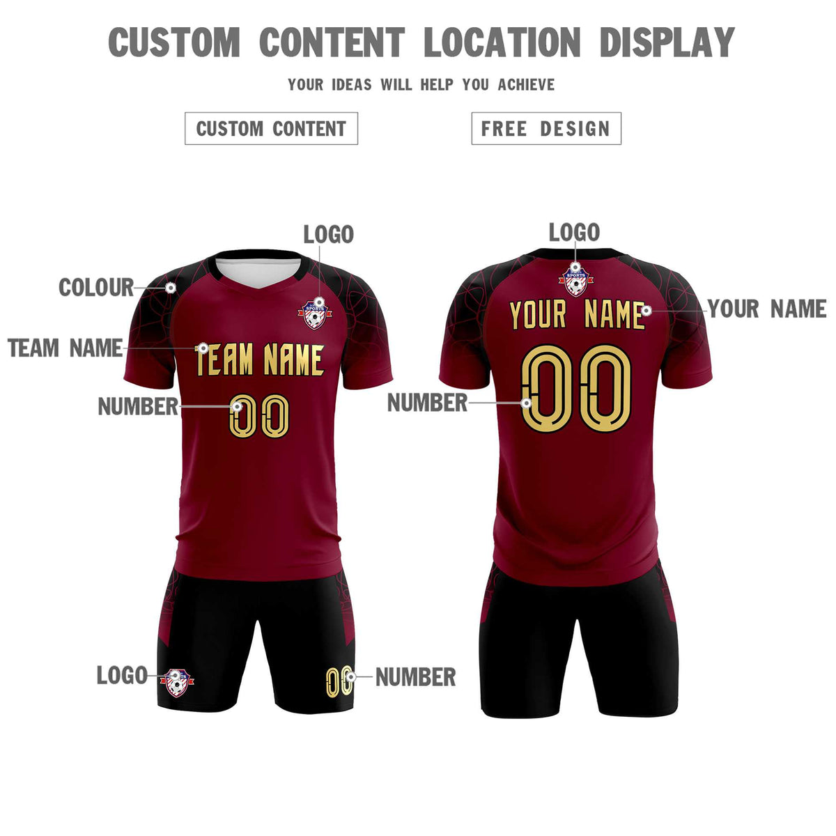 Custom Crimson Classic Soccer Training Sets Jersey For Adults/Kids