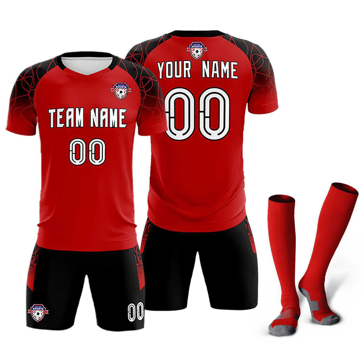 Custom Red Classic Soccer Training Sets Jersey For Adults/Kids