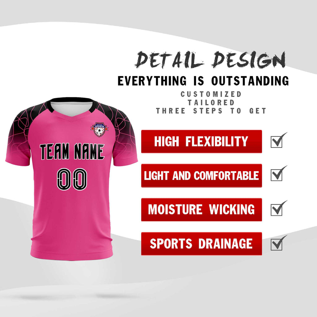 Custom Rose Red Classic Soccer Training Sets Jersey For Adults/Kids