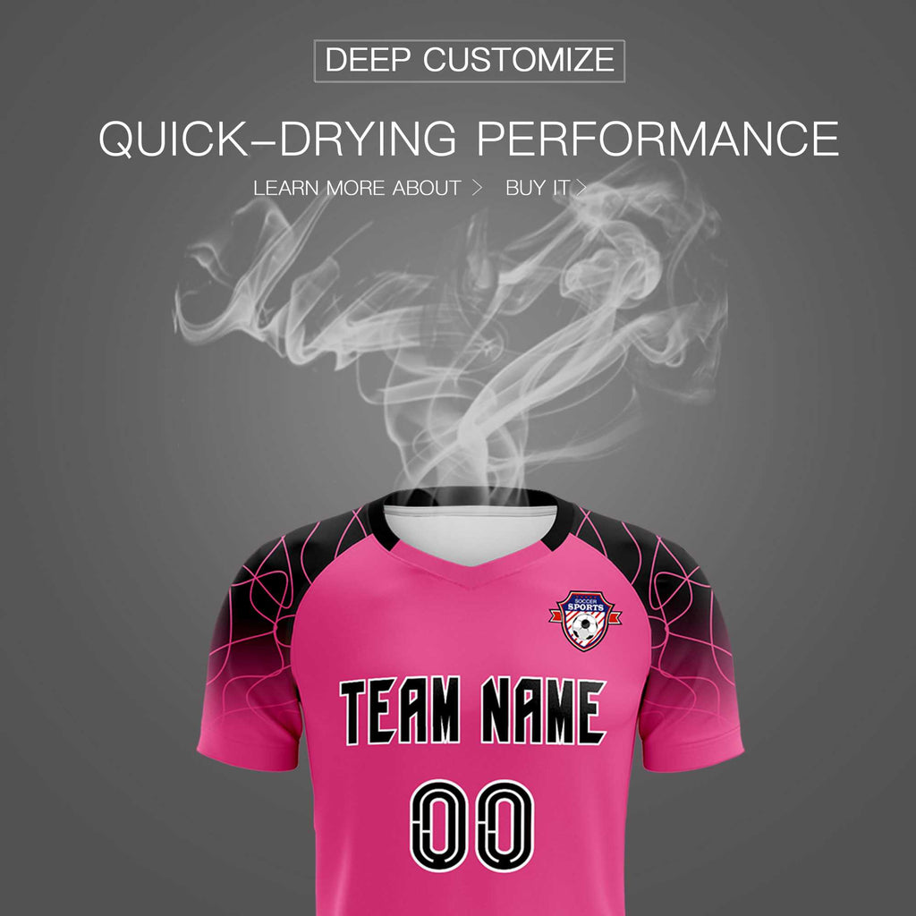 Custom Rose Red Classic Soccer Training Sets Jersey For Adults/Kids