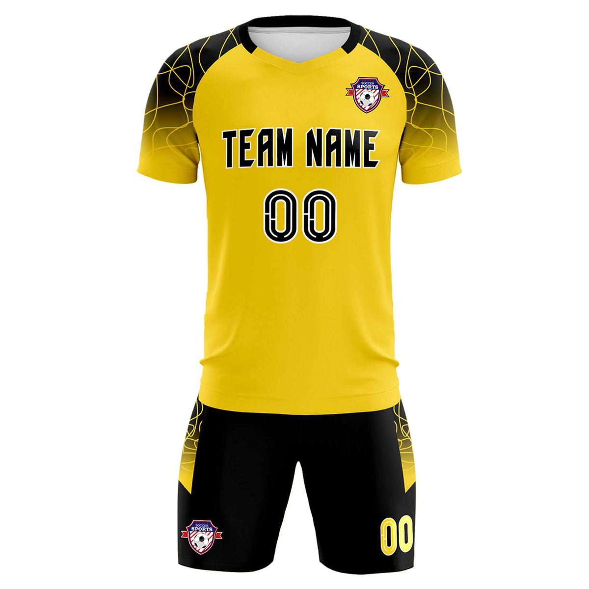 Custom Gold Classic Soccer Training Sets Jersey For Adults/Kids