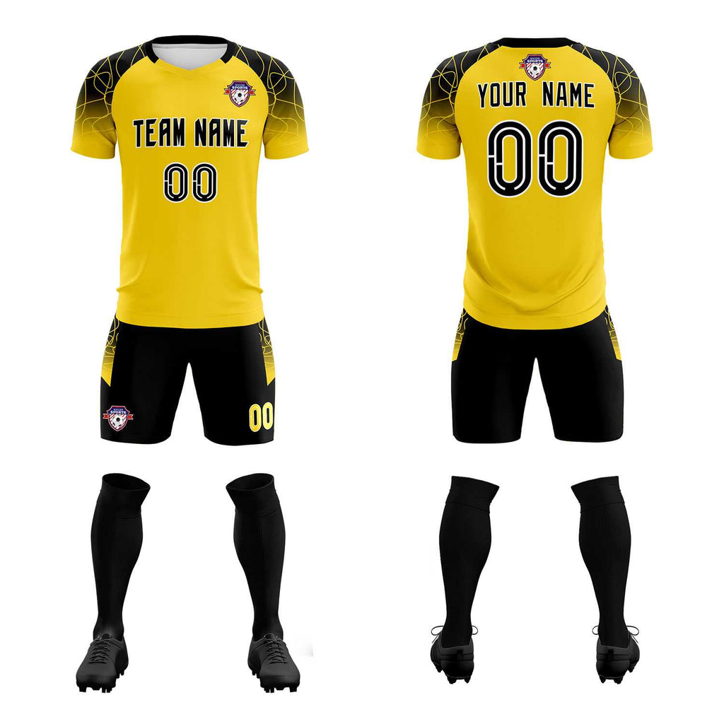 Custom Gold Classic Soccer Training Sets Jersey For Adults/Kids
