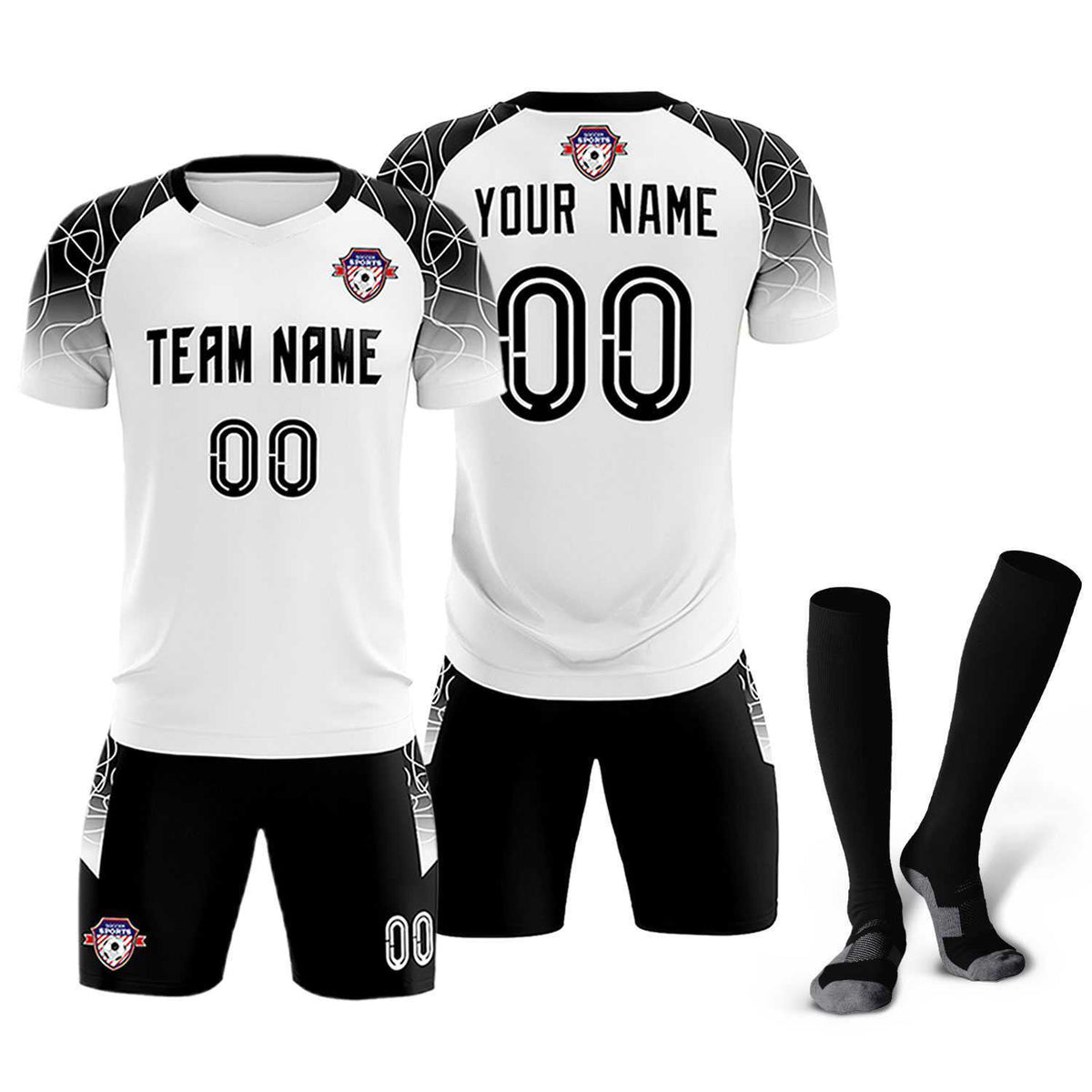 Custom White Classic Soccer Training Sets Jersey For Adults/Kids