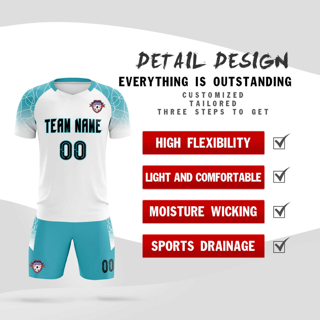 Custom White Classic Soccer Training Sets Jersey For Adults/Kids