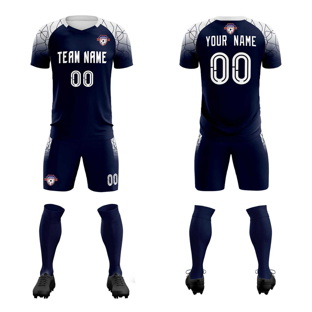Custom Navy Classic Soccer Training Sets Jersey For Adults/Kids