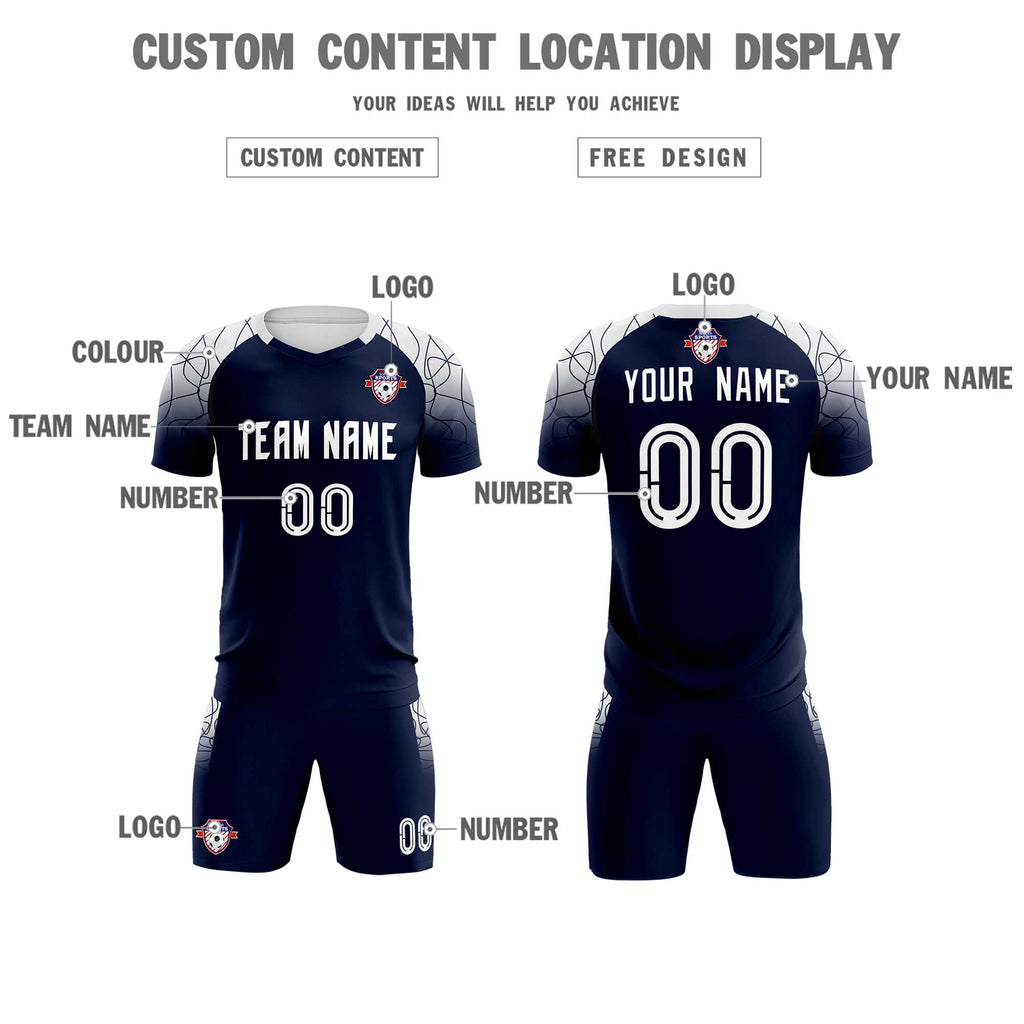 Custom Navy Classic Soccer Training Sets Jersey For Adults/Kids