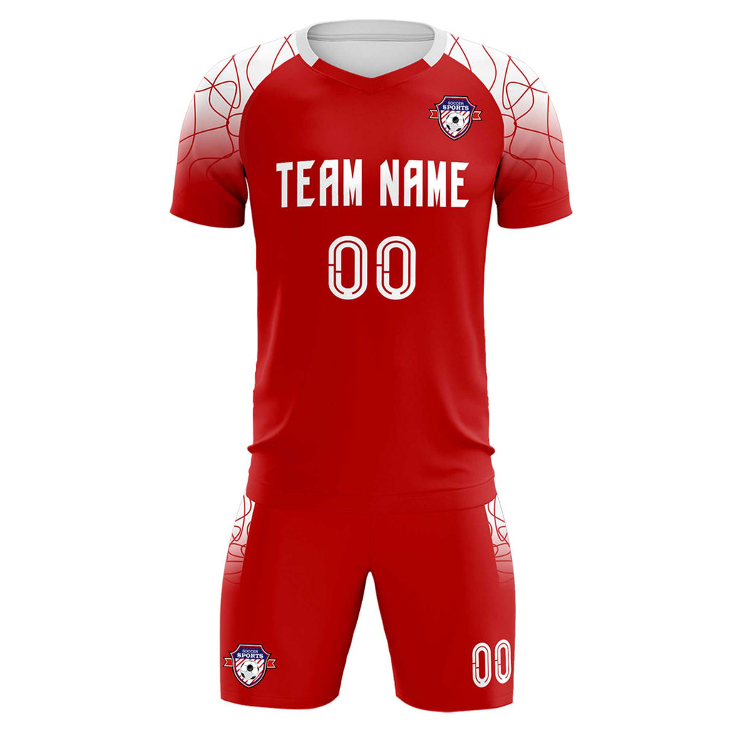 Custom Red Classic Soccer Training Sets Jersey For Adults/Kids