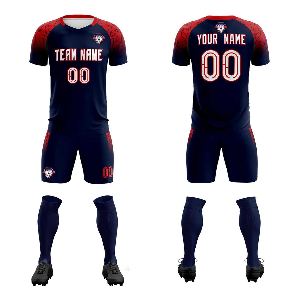 Custom Navy Classic Soccer Training Sets Jersey For Adults/Kids