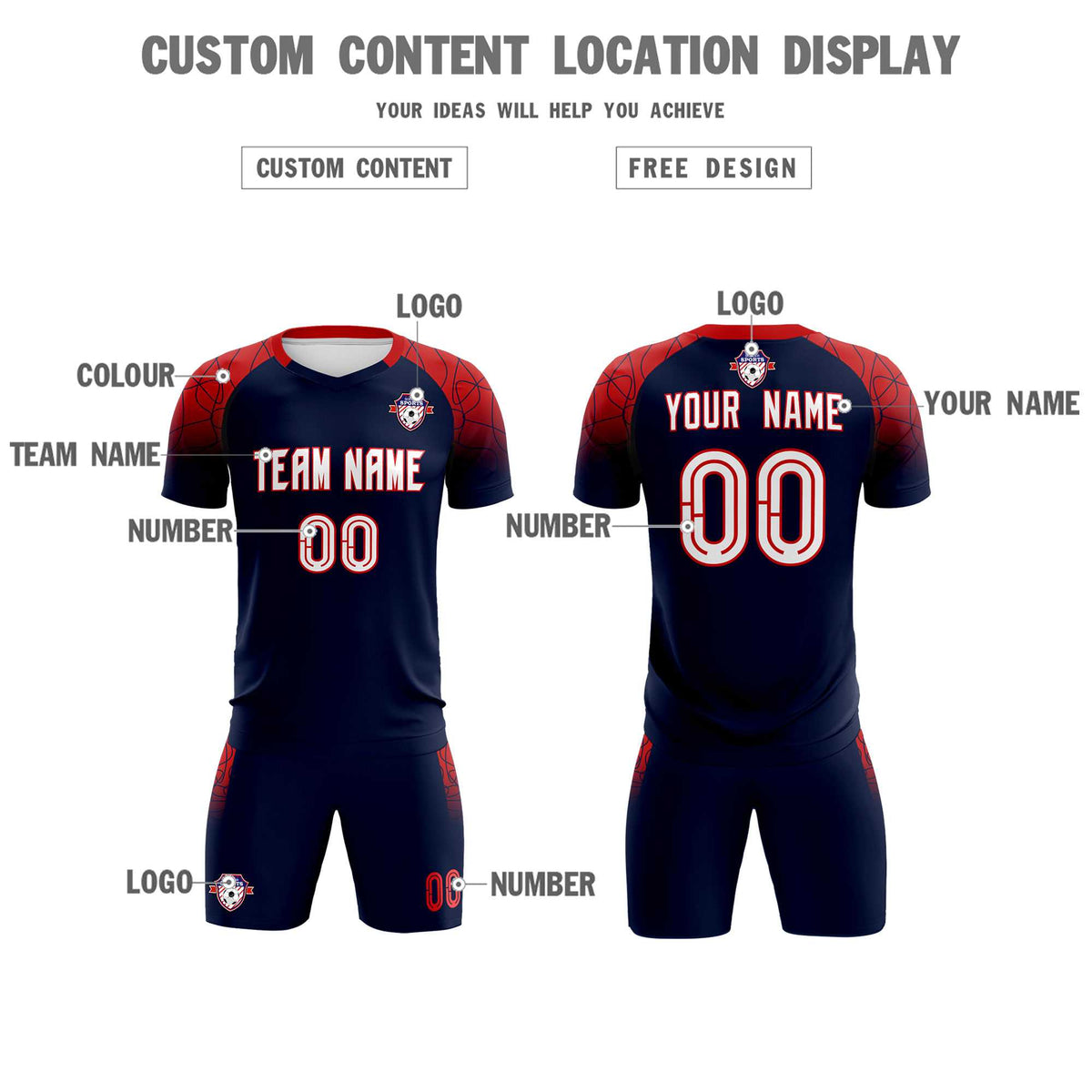 Custom Navy Classic Soccer Training Sets Jersey For Adults/Kids