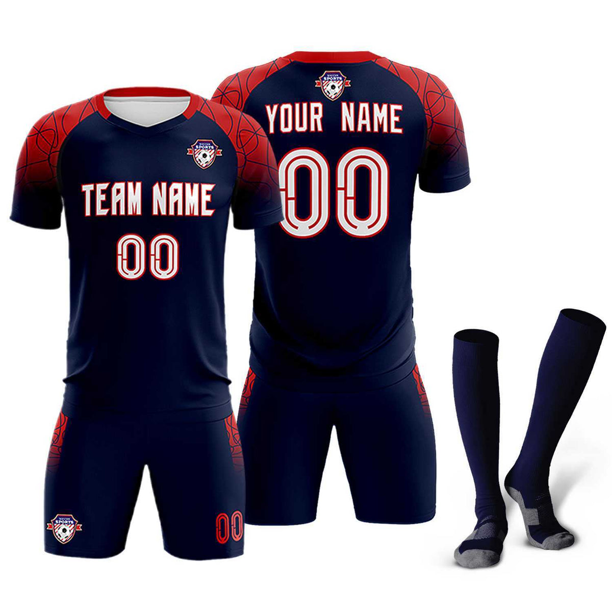 Custom Navy Classic Soccer Training Sets Jersey For Adults/Kids