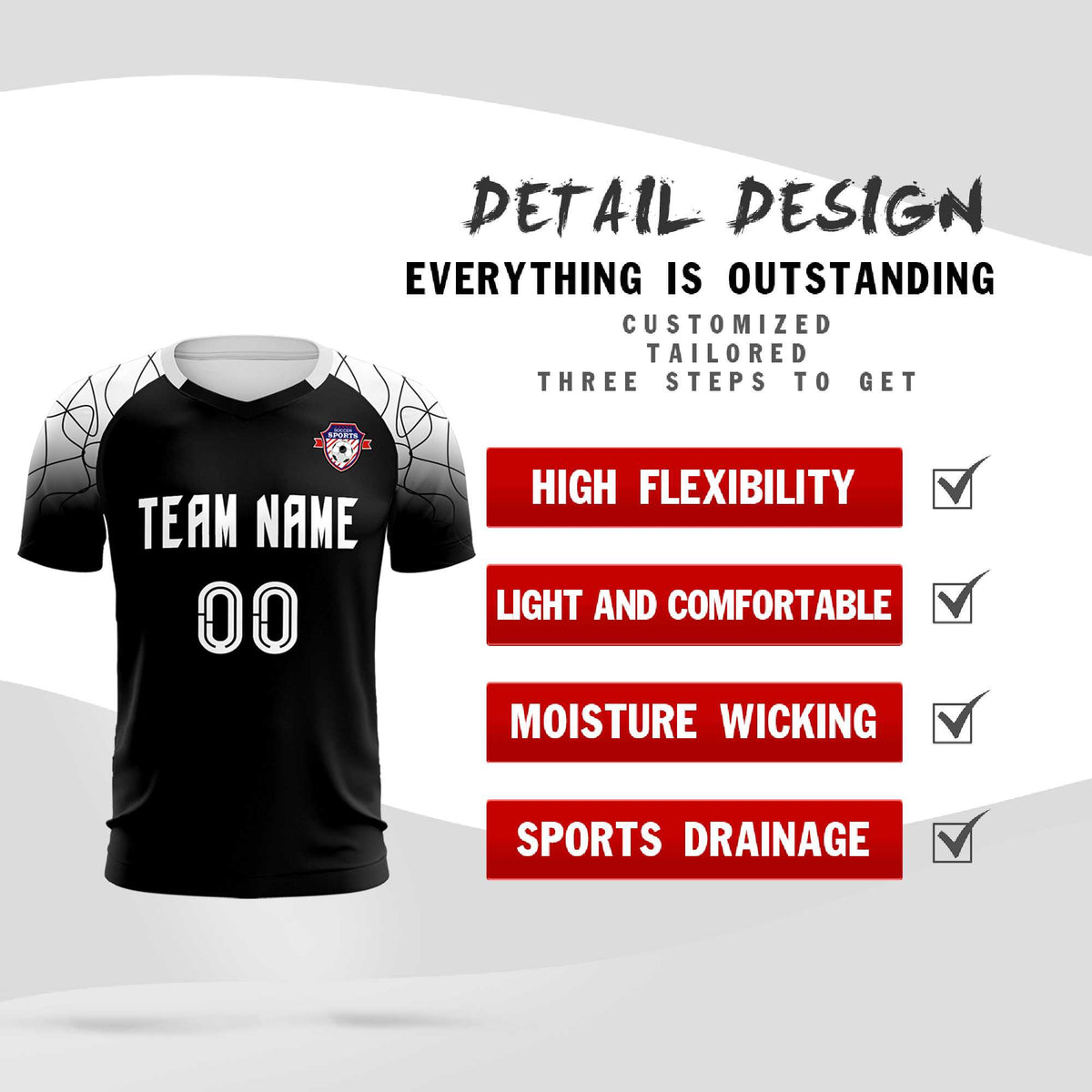 Custom Black Classic Soccer Training Sets Jersey For Adults/Kids