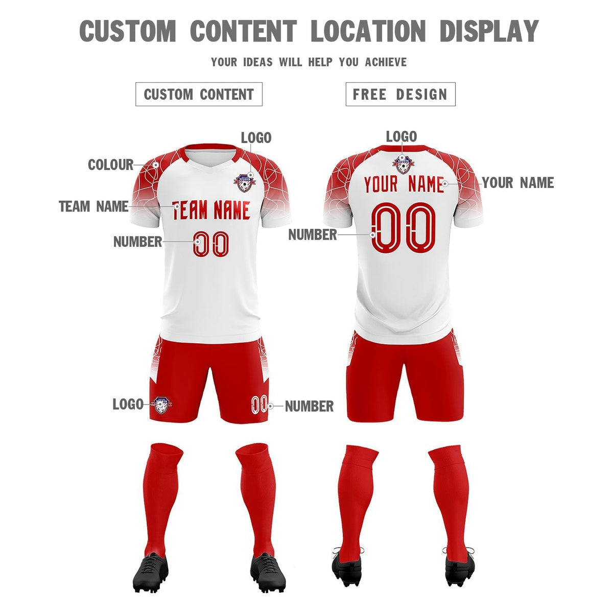 Custom White Classic Soccer Training Sets Jersey For Adults/Kids
