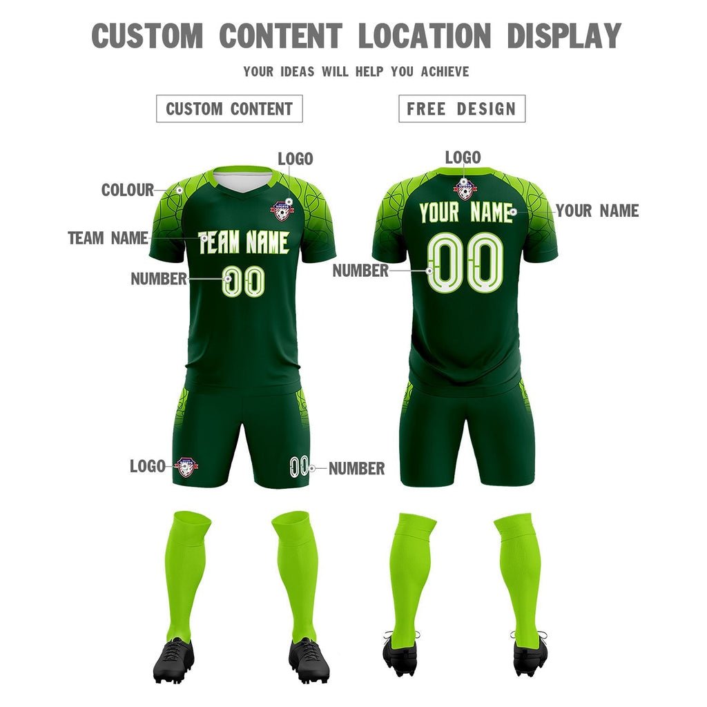 Custom Green Classic Soccer Training Sets Jersey For Adults/Kids