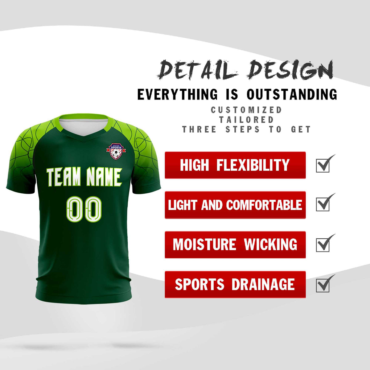 Custom Green Classic Soccer Training Sets Jersey For Adults/Kids