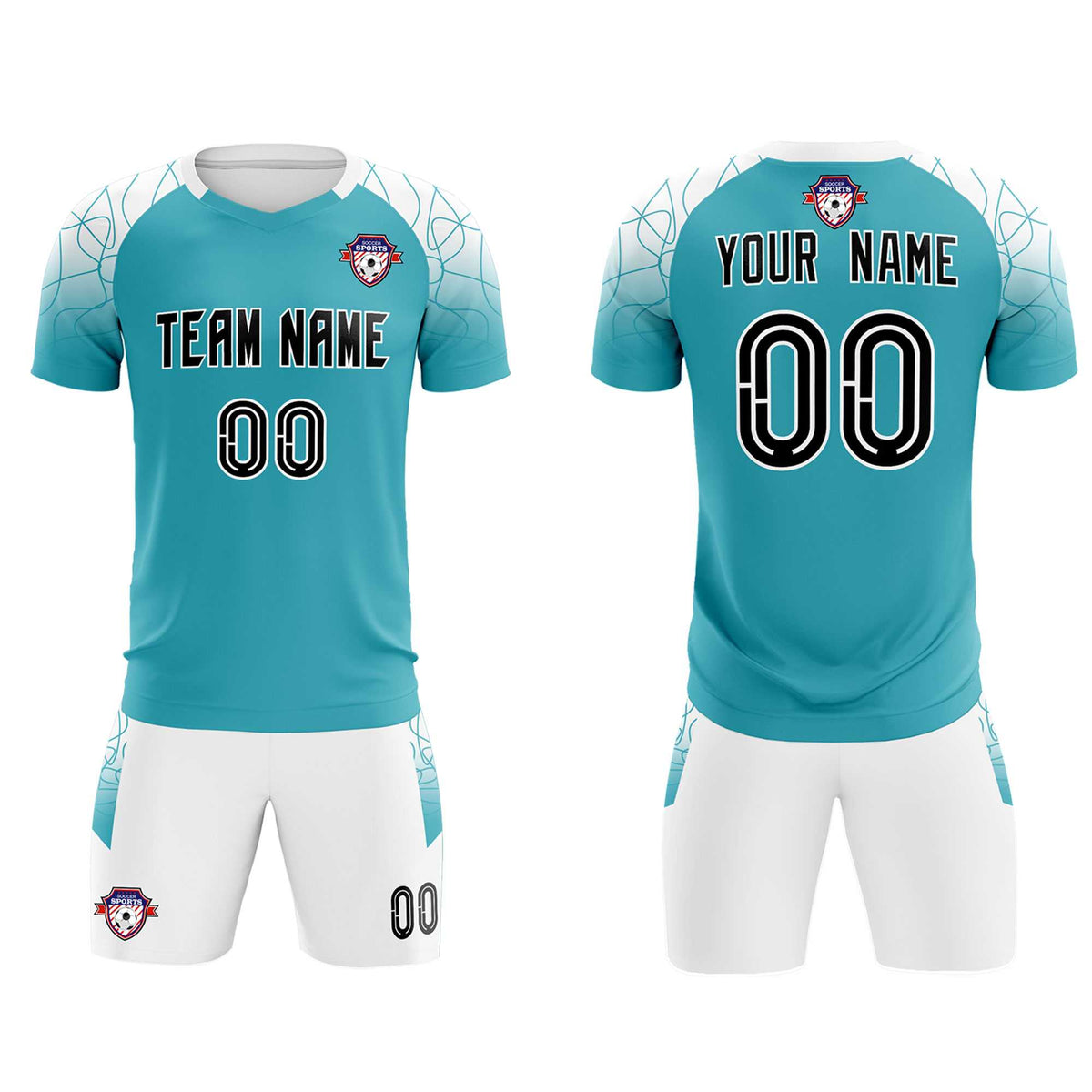 Custom Aqua Classic Soccer Training Sets Jersey For Adults/Kids