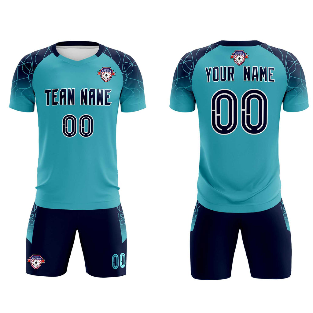 Custom Sky Blue Classic Soccer Training Sets Jersey For Adults/Kids