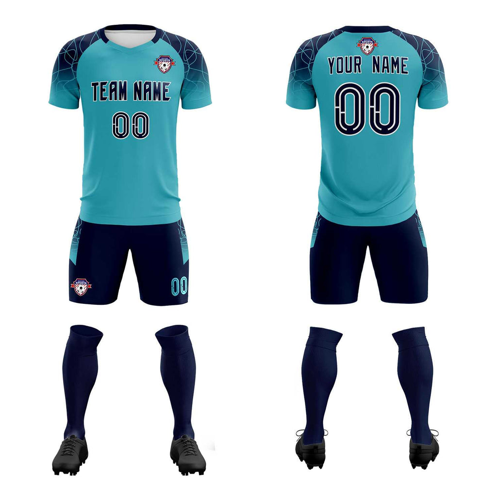 Custom Sky Blue Classic Soccer Training Sets Jersey For Adults/Kids