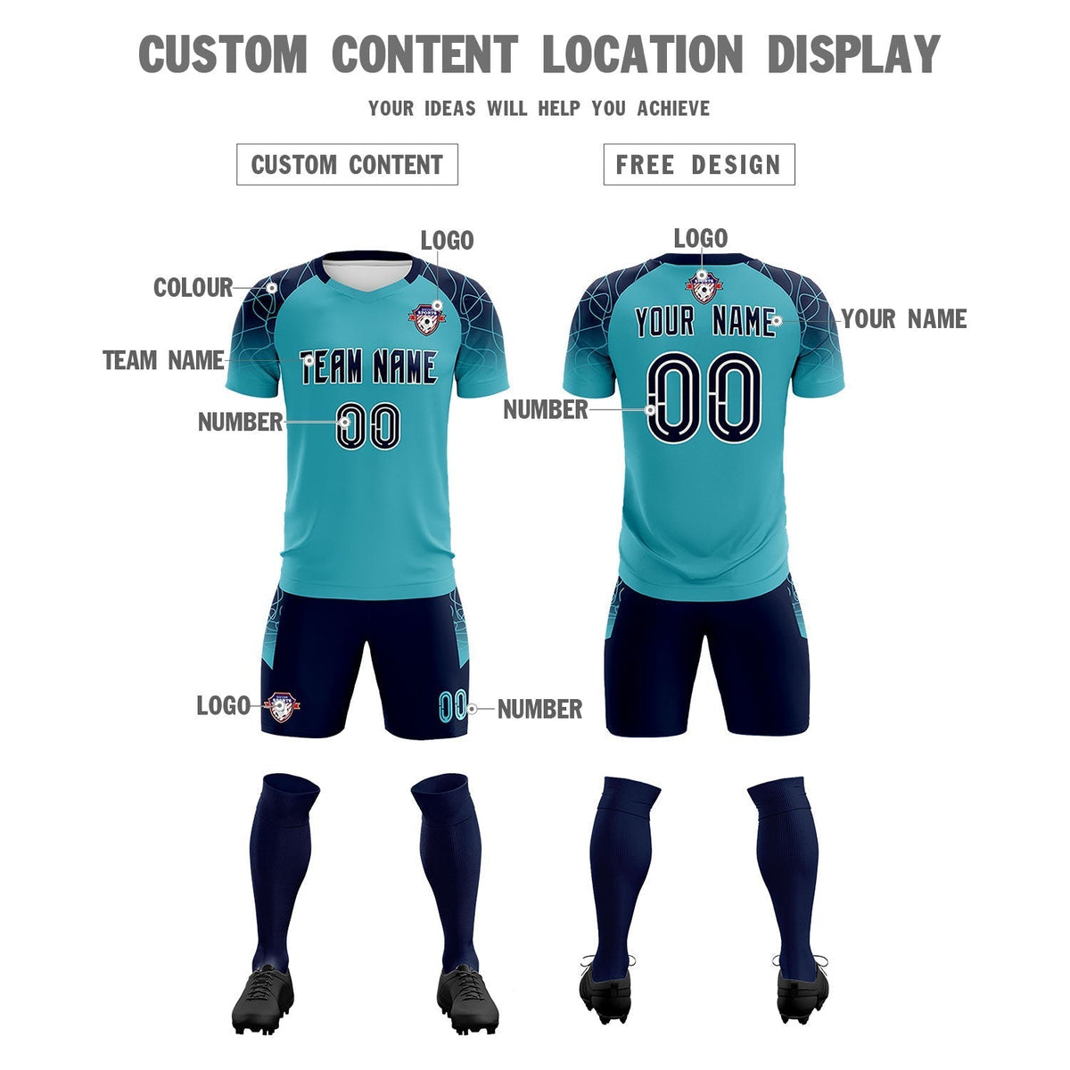 Custom Sky Blue Classic Soccer Training Sets Jersey For Adults/Kids