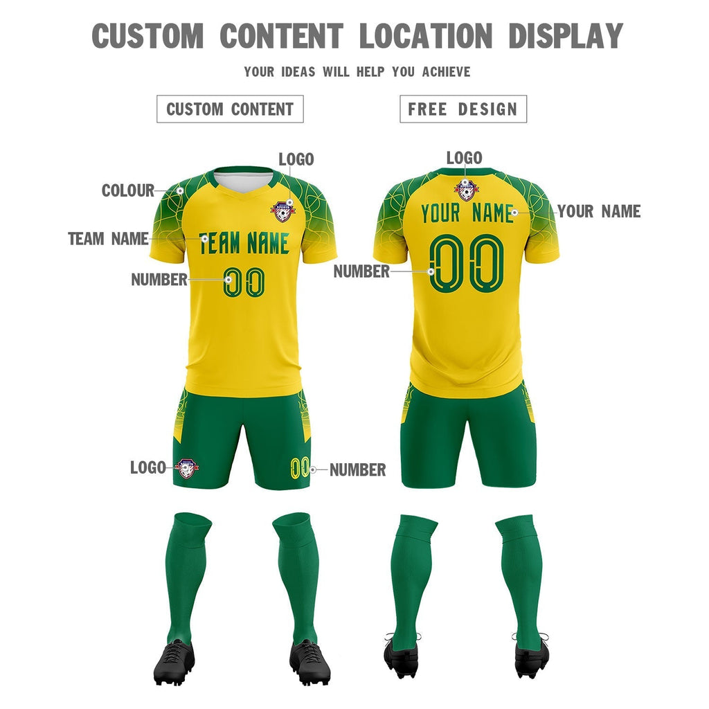 Custom Gold Classic Soccer Training Sets Jersey For Adults/Kids