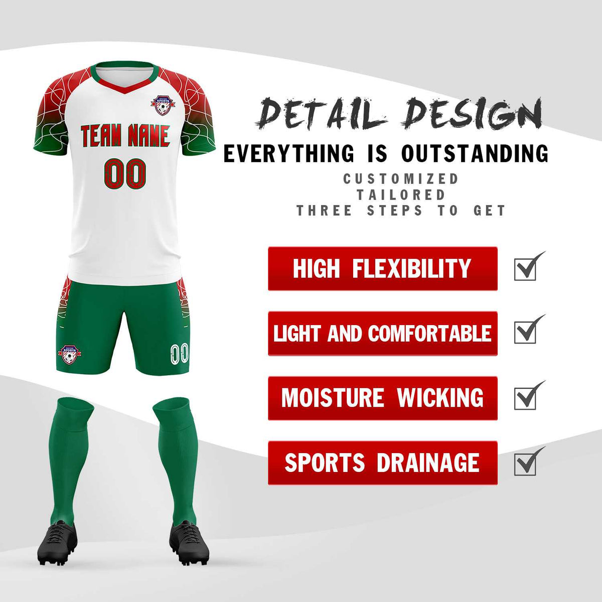 Custom White Classic Soccer Training Sets Jersey For Adults/Kids