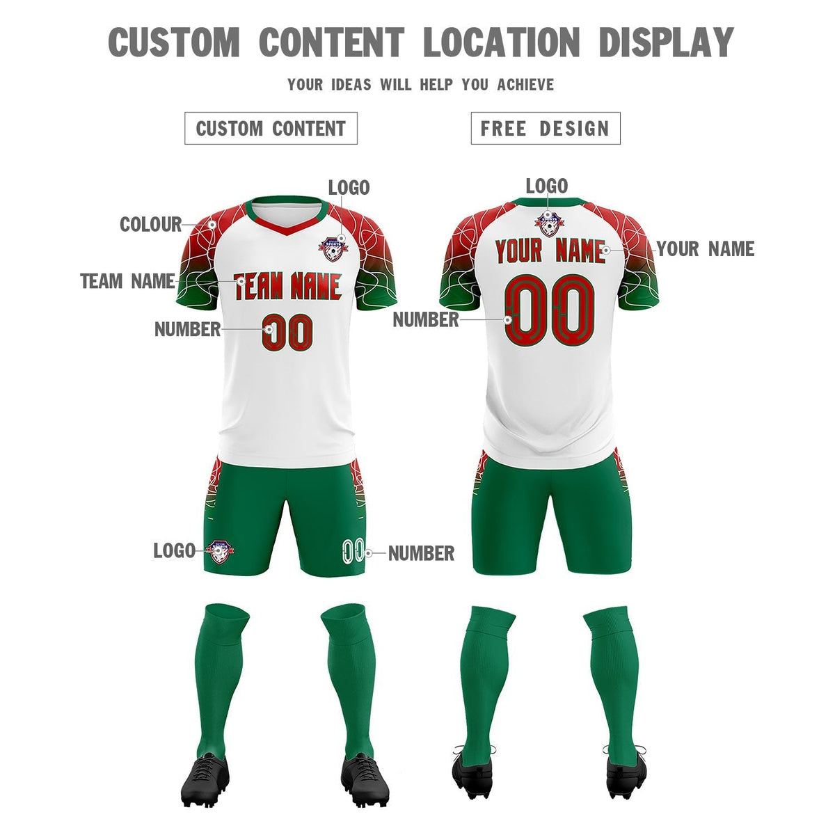 Custom White Classic Soccer Training Sets Jersey For Adults/Kids