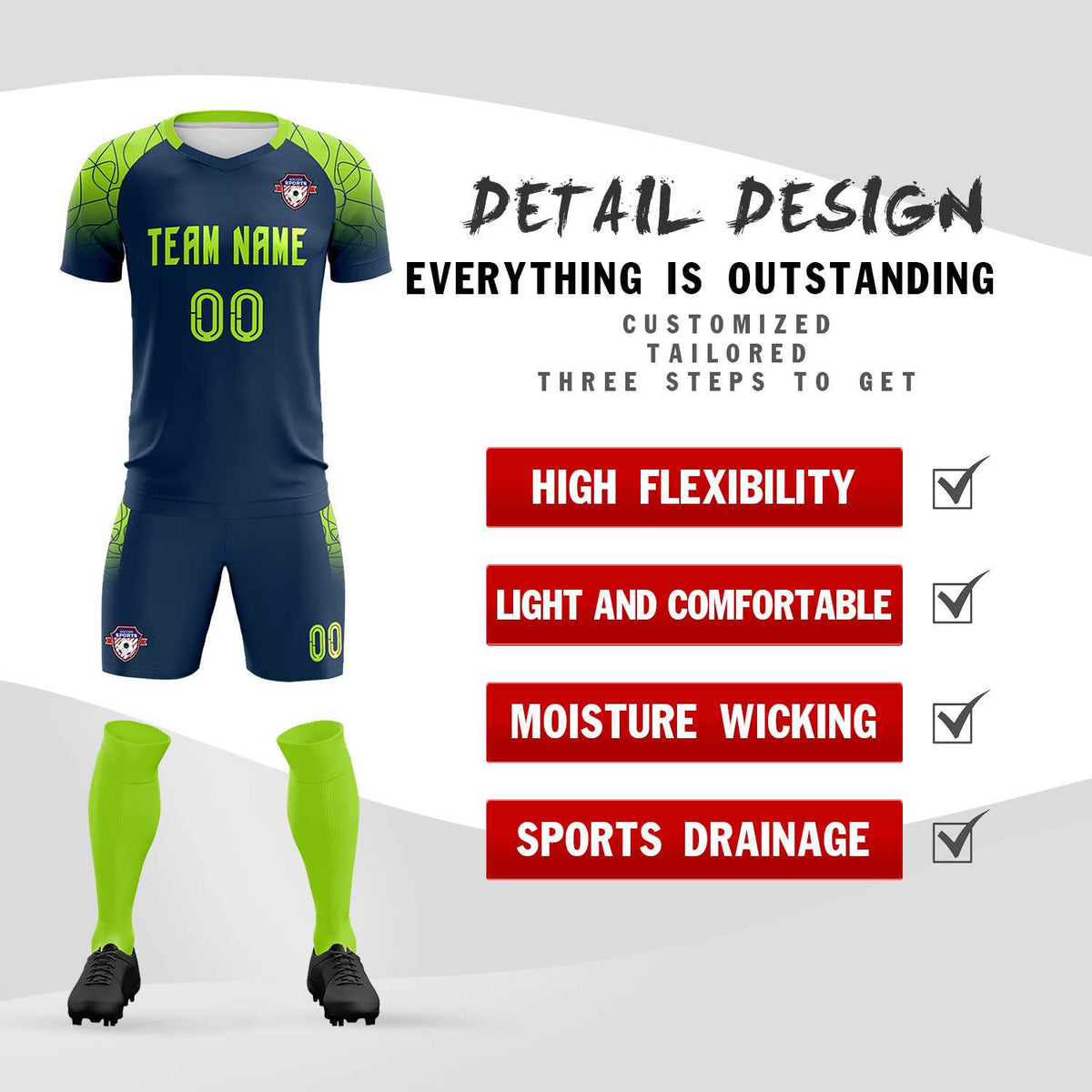Custom Midnight Blue Classic Soccer Training Sets Jersey For Adults/Kids