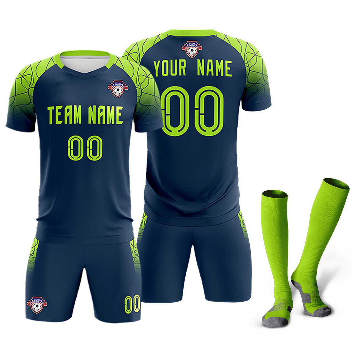 Custom Midnight Blue Classic Soccer Training Sets Jersey For Adults/Kids