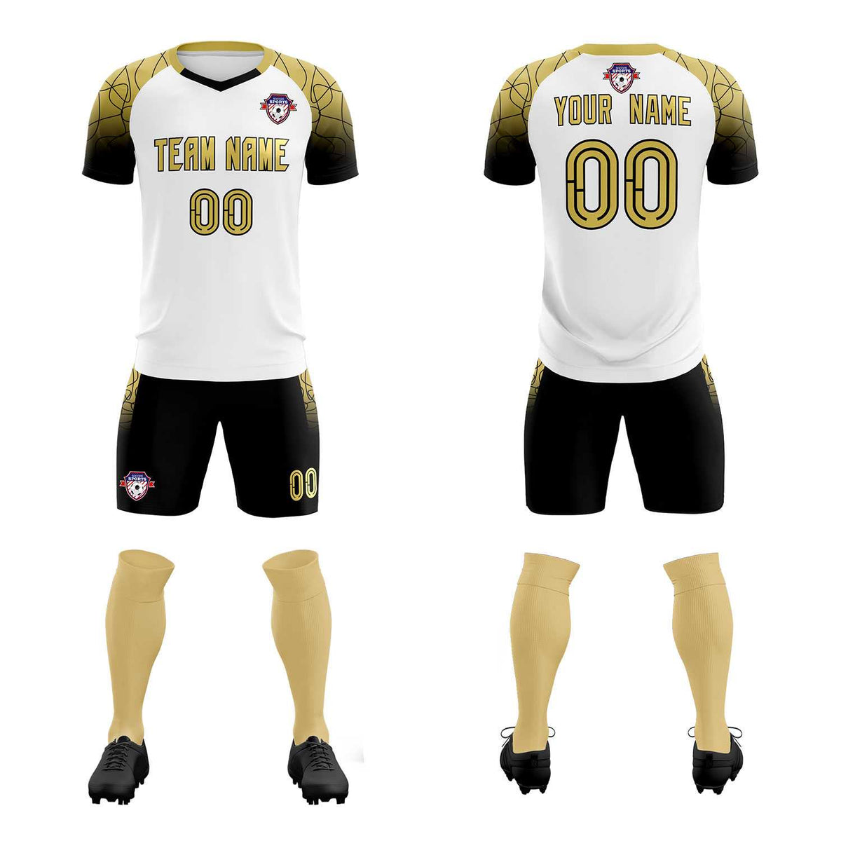Custom White Classic Soccer Training Sets Jersey For Adults/Kids