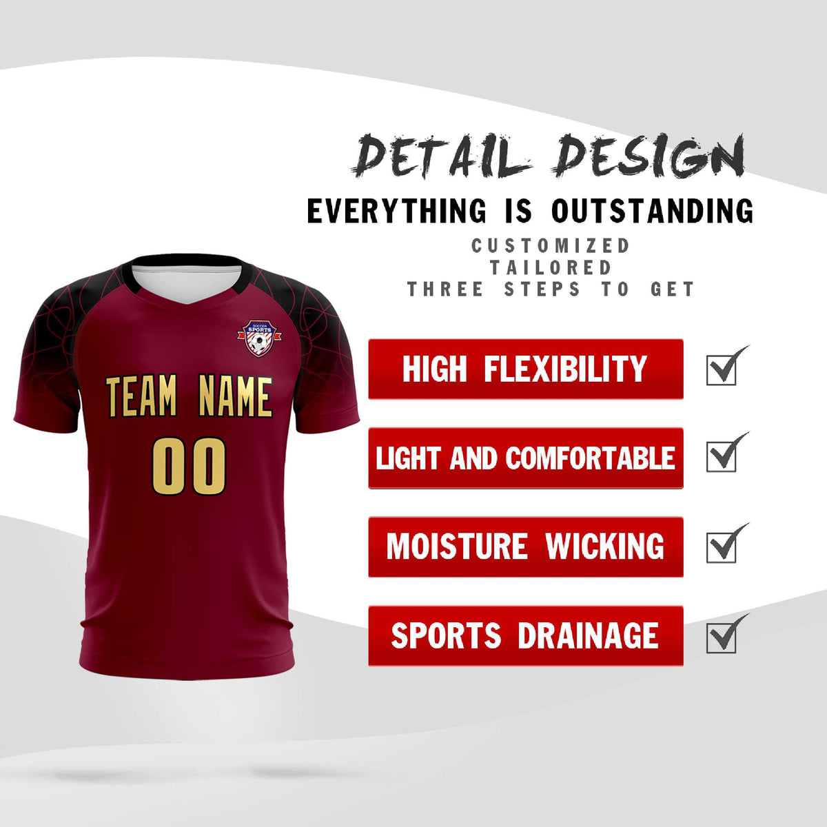 Custom Crimson Classic Soccer Training Sets Jersey For Adults/Kids