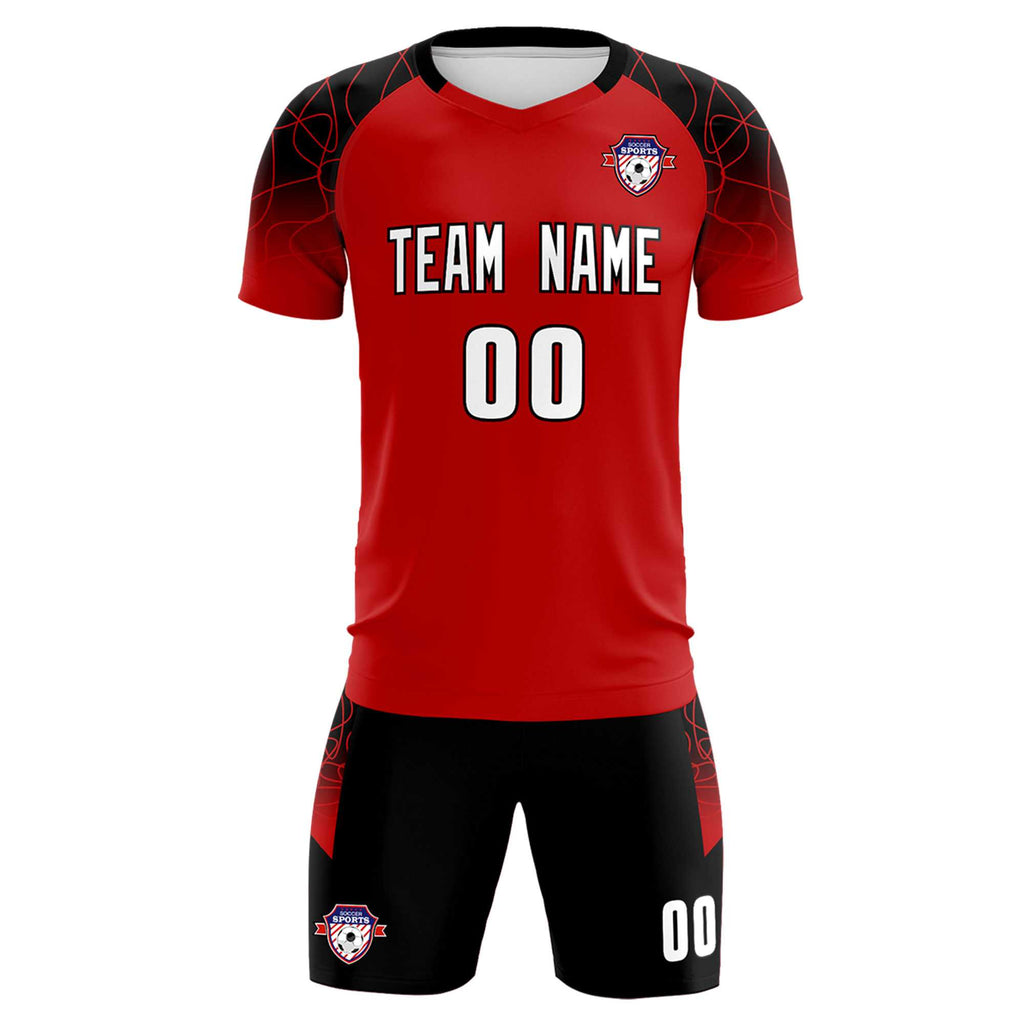 Custom Red Classic Soccer Training Sets Jersey For Adults/Kids
