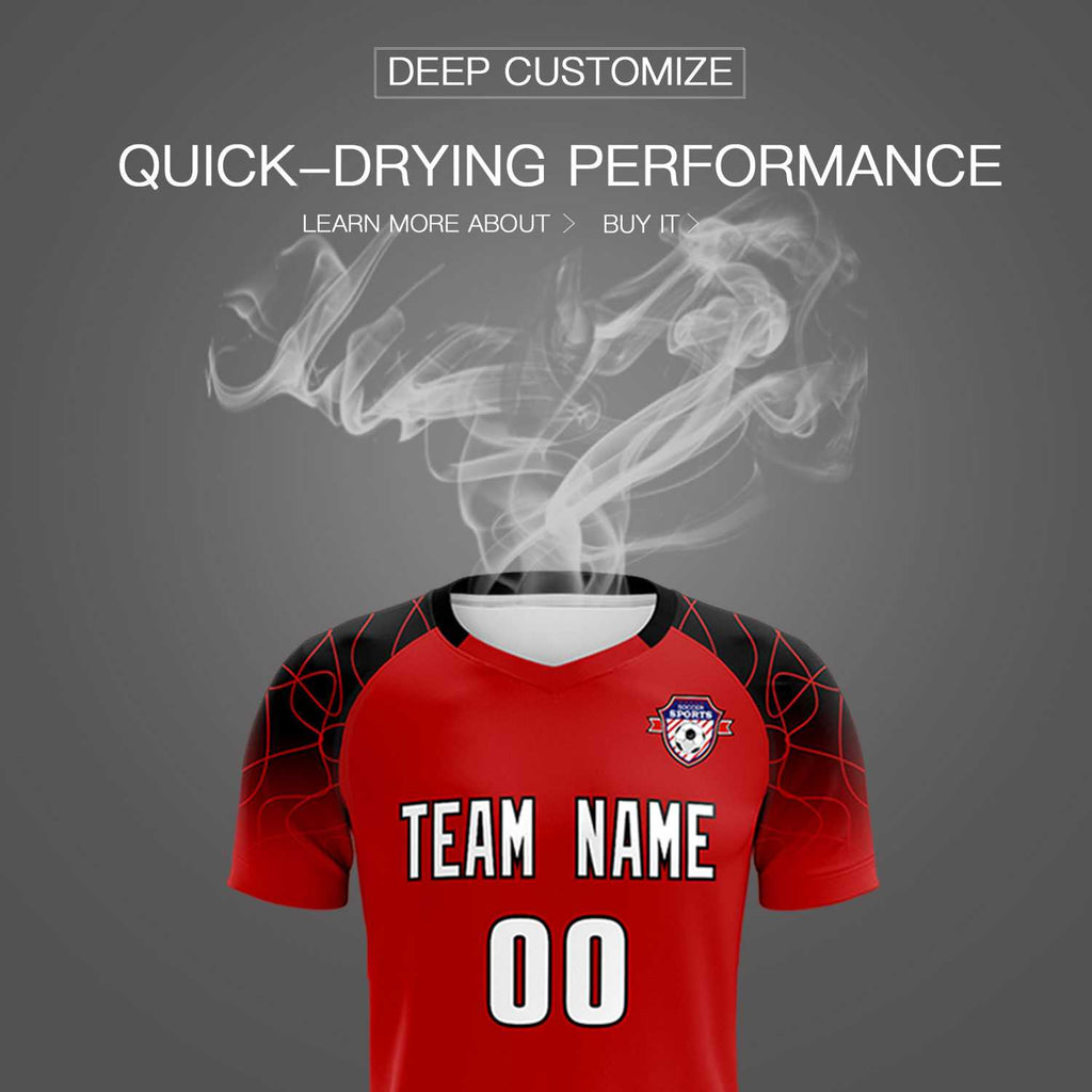 Custom Red Classic Soccer Training Sets Jersey For Adults/Kids