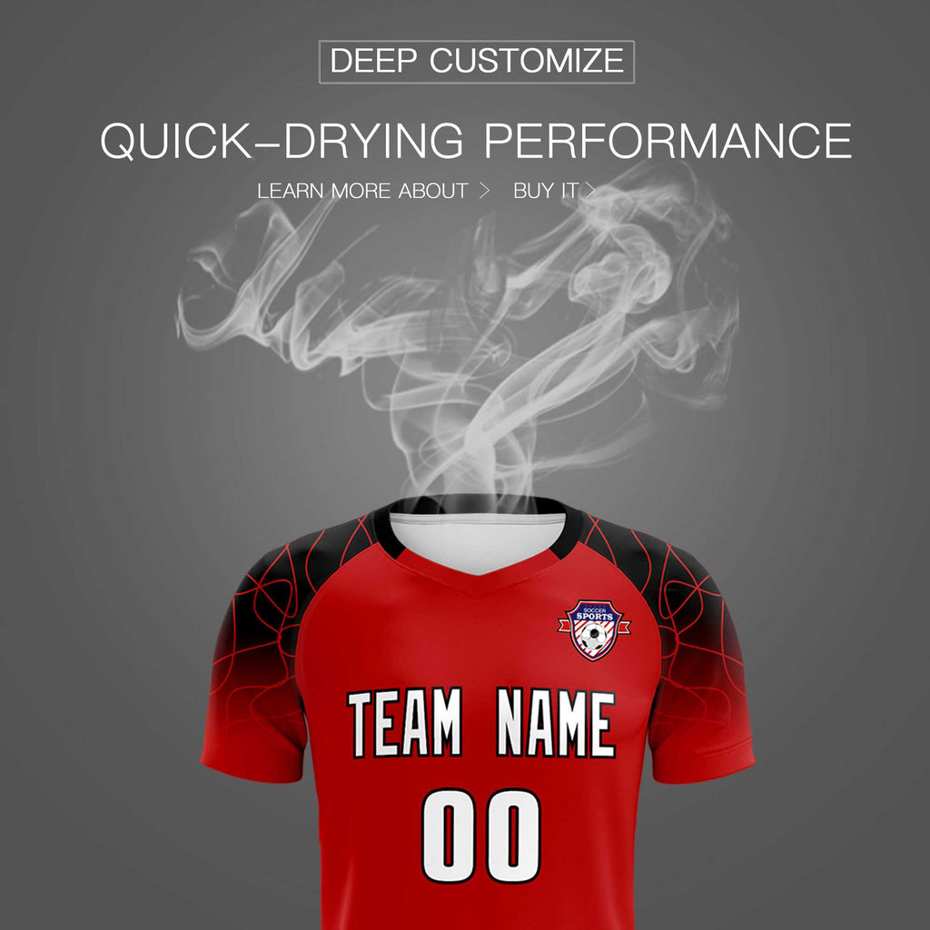 Custom Red Classic Soccer Training Sets Jersey For Adults/Kids