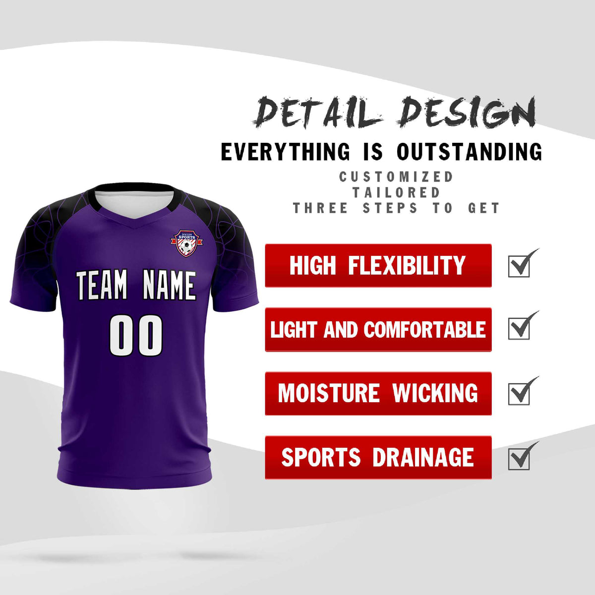 Custom Purple Classic Soccer Training Sets Jersey For Adults/Kids