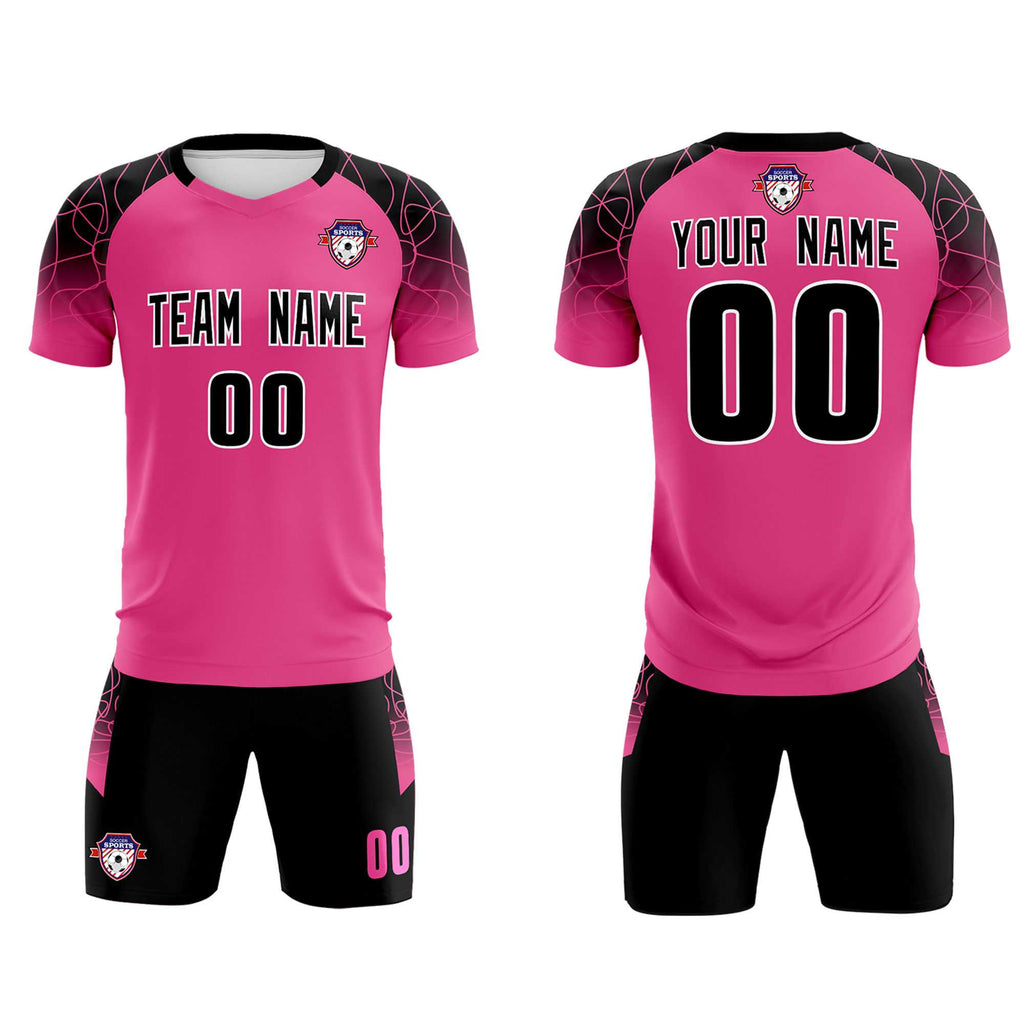 Custom Rose Red Classic Soccer Training Sets Jersey For Adults/Kids